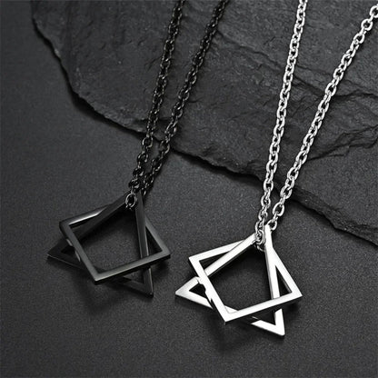 Geometric Triangle & Square Pendant Necklace