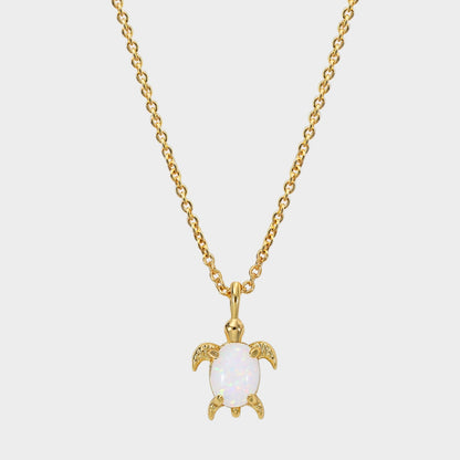 Glow Opal Turtle Pendant Necklace
