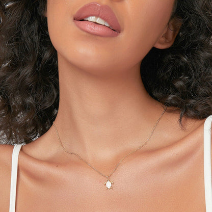 Glow Opal Turtle Pendant Necklace