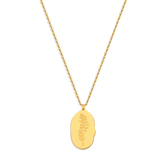 Gold Birth Flower Pendant Necklace