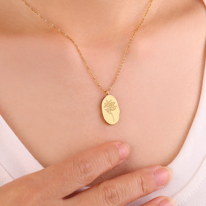 Halskette mit Geburtsblumen-Anhänger aus Gold
