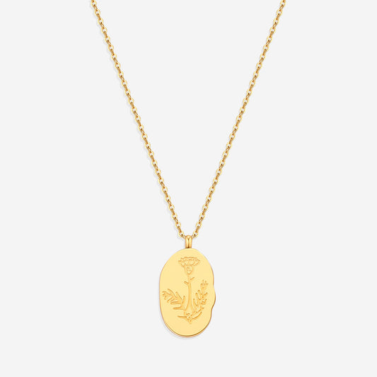 Gold Birth Flower Pendant Necklace