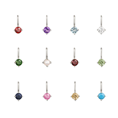 Charm individual de plata con piedra de nacimiento pequeña