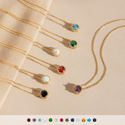Collar con halo de piedra natal