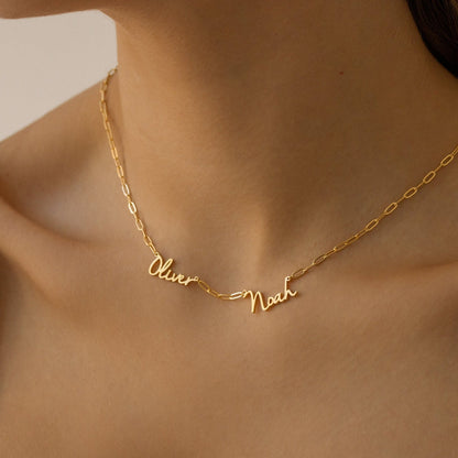 Collar con varios nombres de Nella en cadena de clip