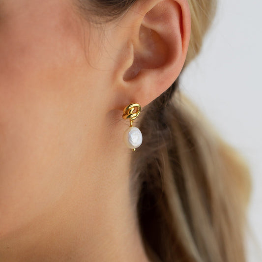 Pendientes colgantes de perla con nudo 