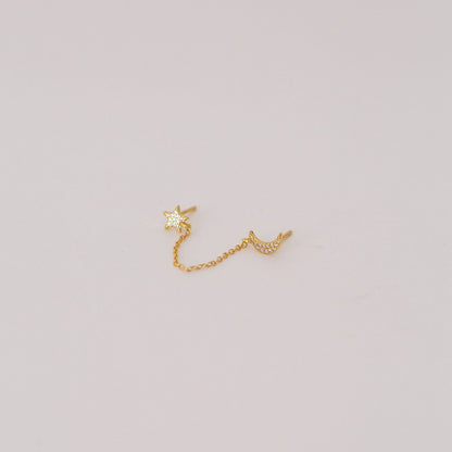 Pendientes de cadena Luna y Estrella 