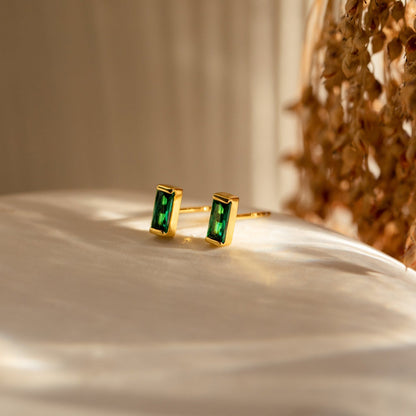 Baguette Birthstone Studs