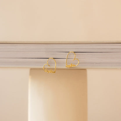 London Heart Name Earrings