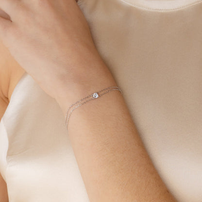 Pulsera de diamantes con cadena doble