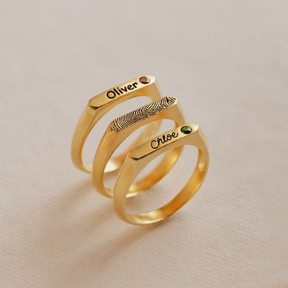 Thin Name Signet Ring