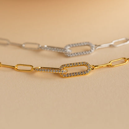Pulsera de cadena de eslabones pavé