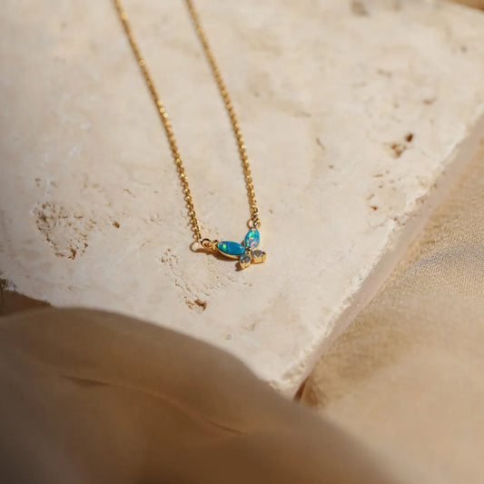 Conjunto de collar de mariposa de ópalo