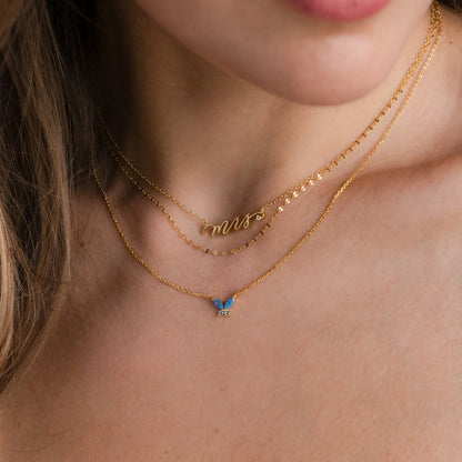 Collar de mariposa de ópalo azul