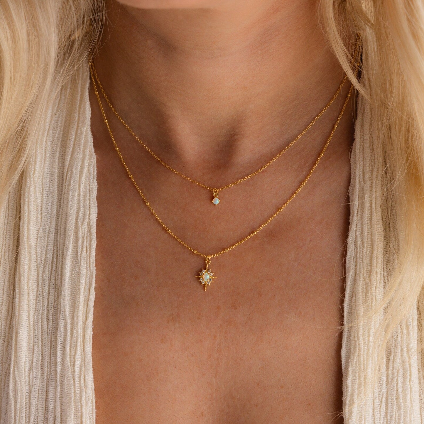 Collar dúo de estrellas de ópalo