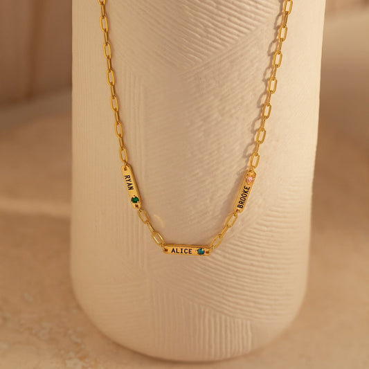 Mini collar con nombre y piedra de nacimiento