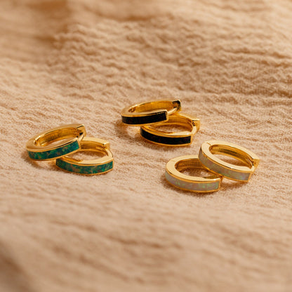 Opal Inlay Hoops Set