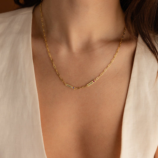 Mini collar con nombre y piedra de nacimiento