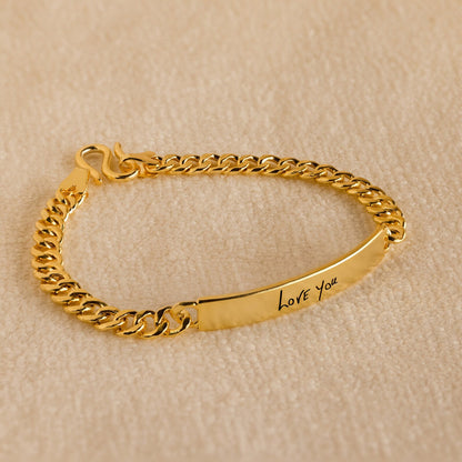 Pulsera de barra grabada para hombre