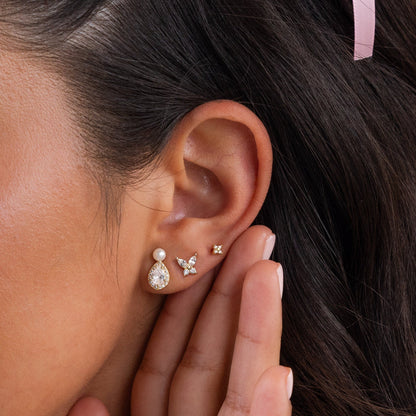 Pendientes de lágrima con perla y diamante