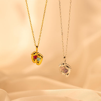 Collar con piedra de nacimiento y huella