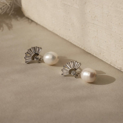 Pendientes colgantes de perlas Art Déco
