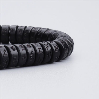 Tibetan Lucky  Black Coconut Shell Braided Bracelet,  Meditation Bracelet, Mens Bracelet