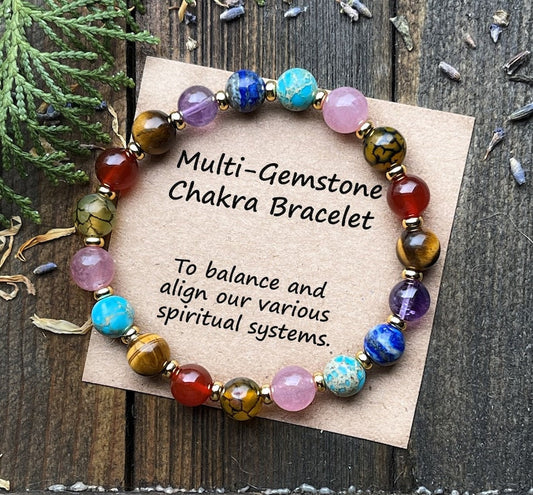 Seven Chakra Stone Bracelet Multi Gemstone Crystal Energy Bracelet 8mm - Touch Bling