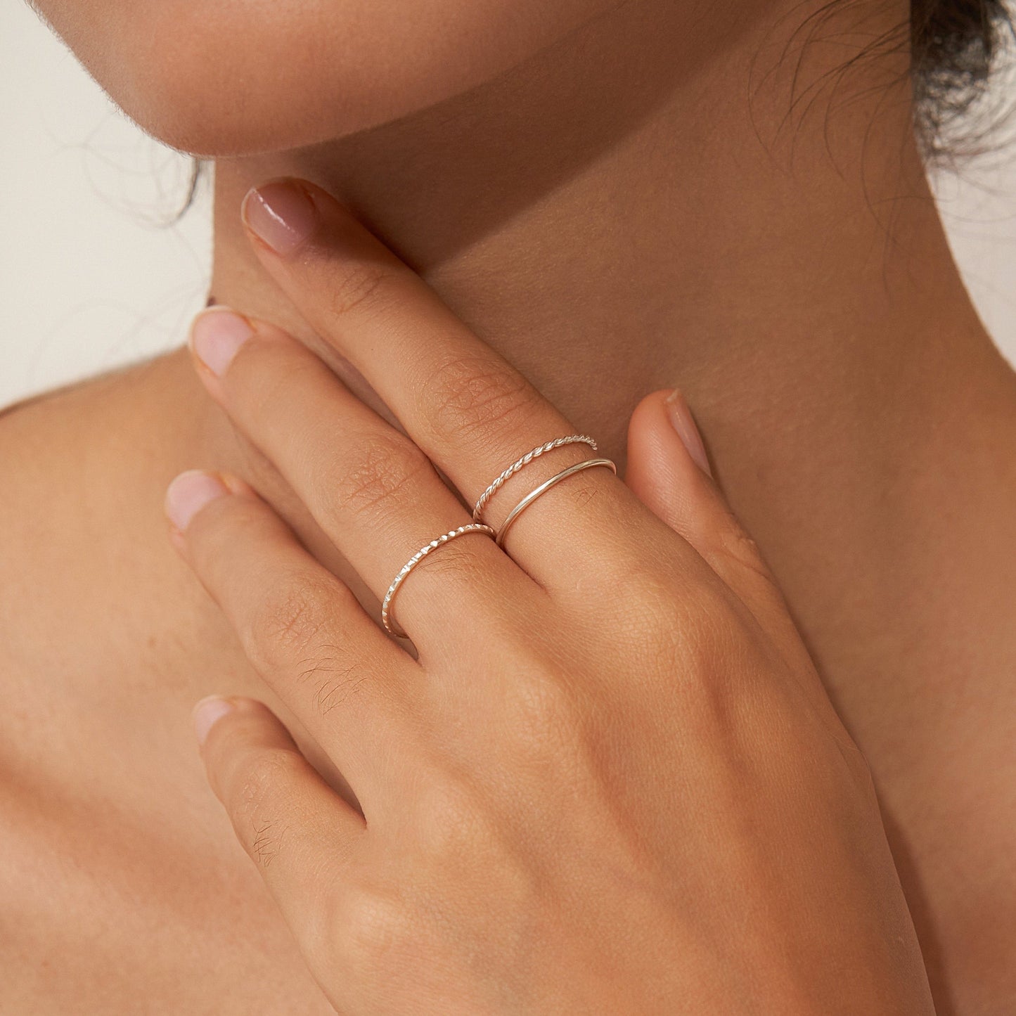 Juego de anillos apilables finos 