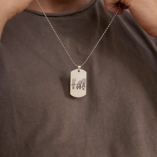 Collar con placa de identificación para hombre