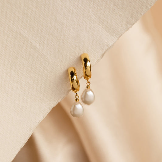 Pearl Drop Hoops