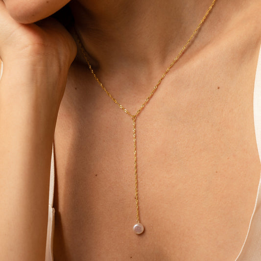 Collar de perlas con lazo en Y 
