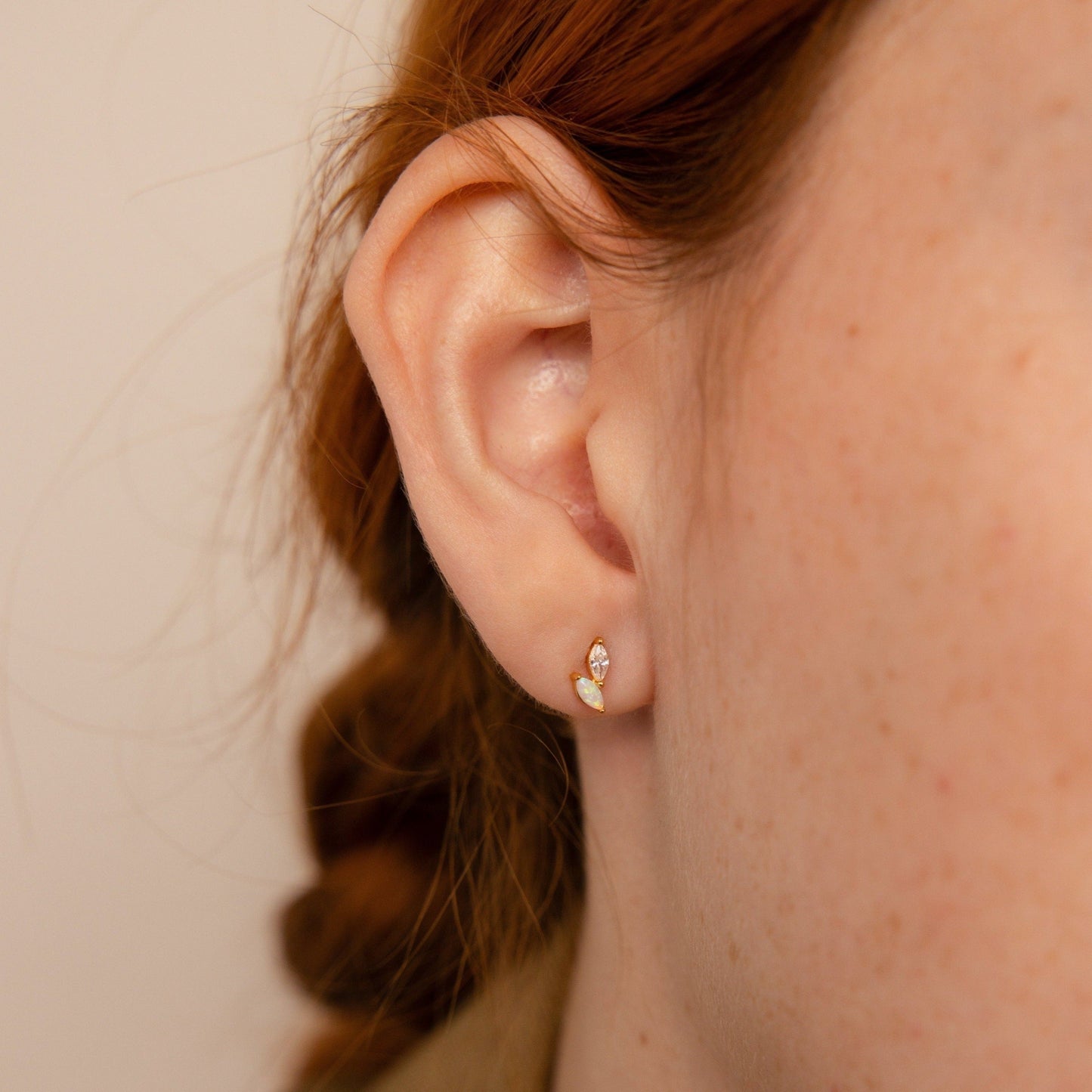 Opal &amp; Diamant Marquise Ohrstecker