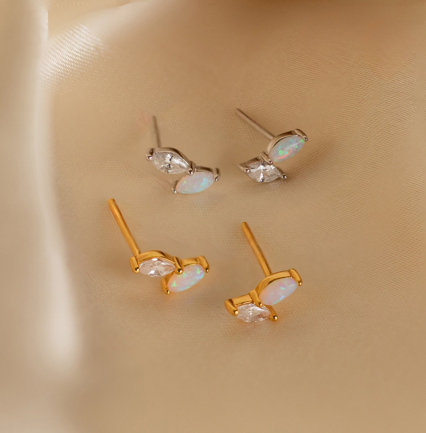 Opal &amp; Diamant Marquise Ohrstecker