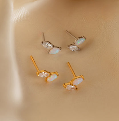 Opal &amp; Diamant Marquise Ohrstecker