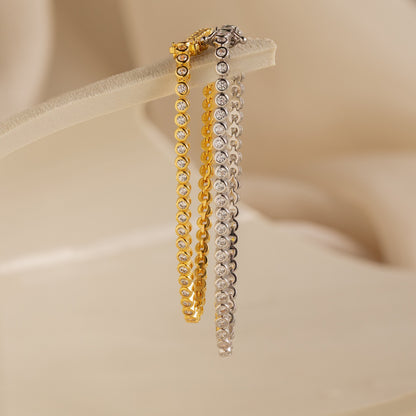 Pulsera de tenis con bisel de diamantes