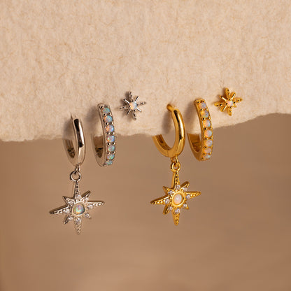 Juego de pendientes con forma de estrella de ópalo 