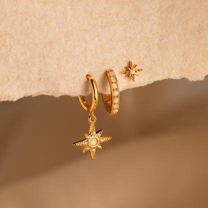 Juego de pendientes con forma de estrella de ópalo 