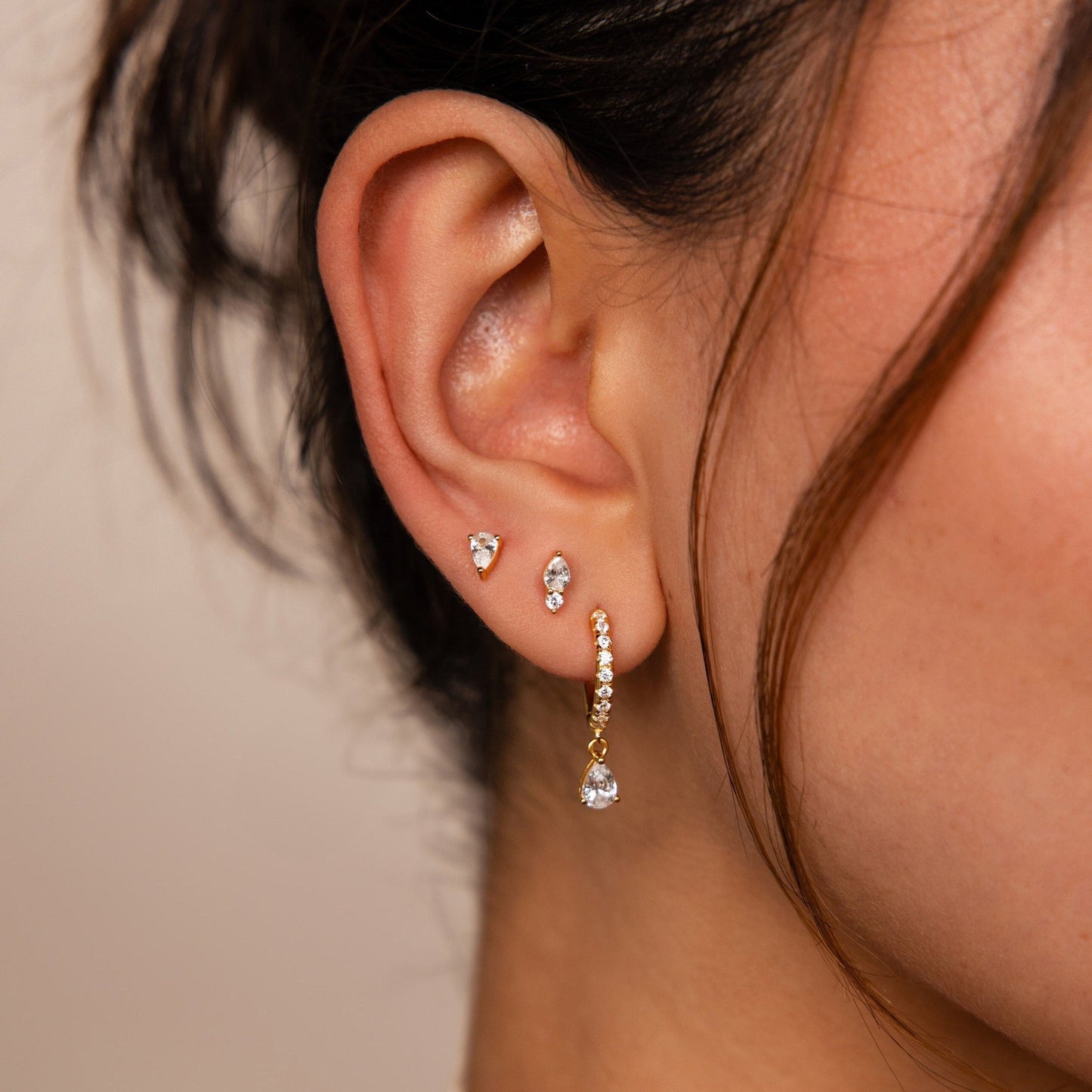 Juego de pendientes colgantes de diamantes