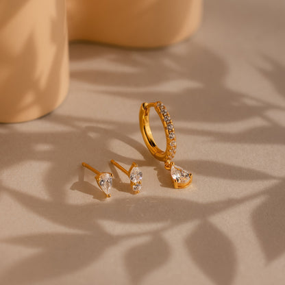 Juego de pendientes colgantes de diamantes