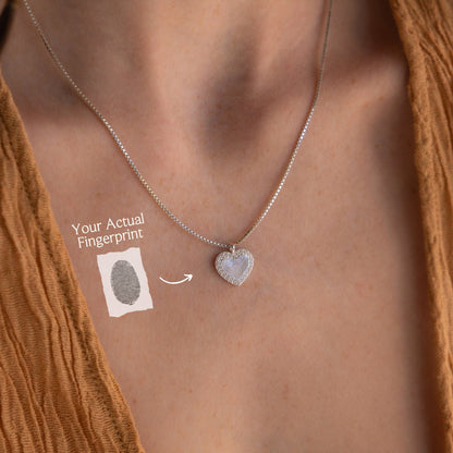 Pave Fingerprint Heart Necklace