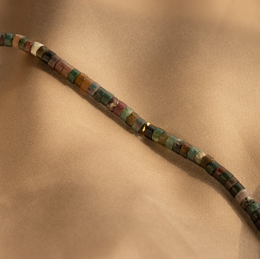 Collar de cuentas de ágata musgosa 