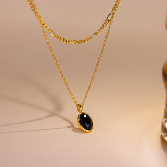 Collar Figaro Duo de ónix