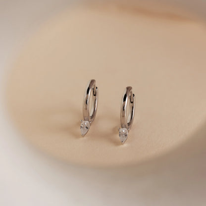 Pear Diamond Drop Hoops