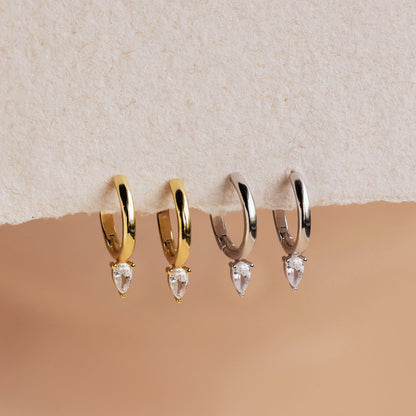 Pear Diamond Drop Hoops