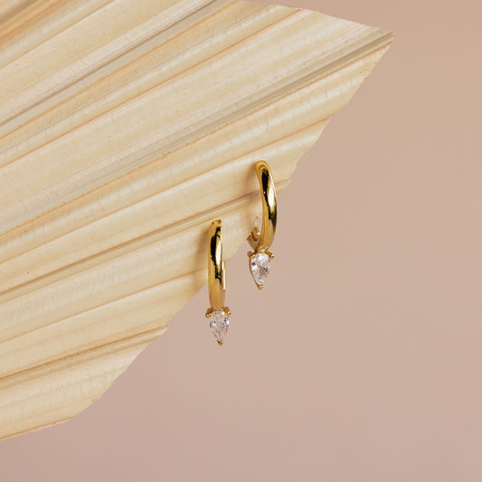 Pear Diamond Drop Hoops