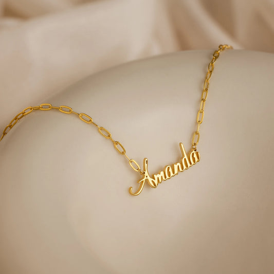 Collar con nombre Luna en cadena de clip