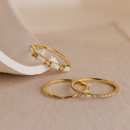 Pave Opal Ring Set