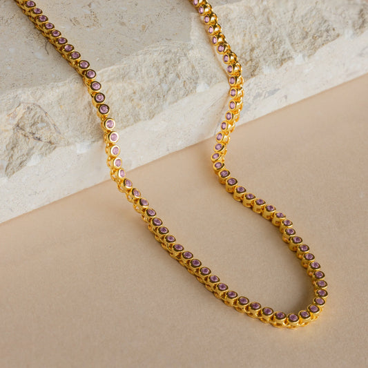 Collar de tenis con bisel rosa 