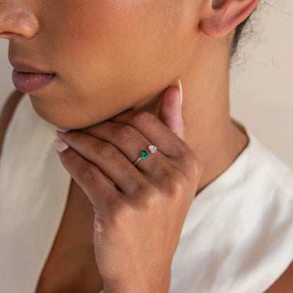 Duo Heart Birthstone Ring